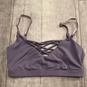 Fabletics Lenni Crisscross Purple Strappy Sports Bra